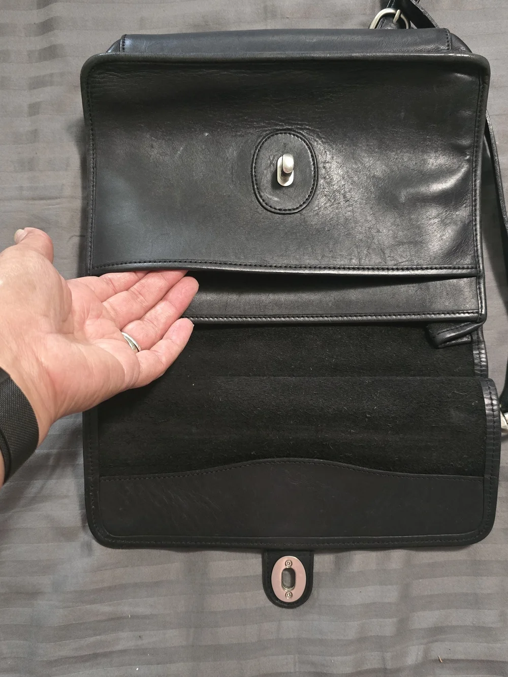 Coach Black Leather Crossbody with Turn-Lock Flap